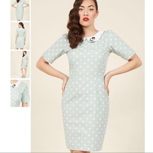 Mint and white polka dot dress